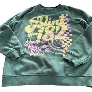 Blink 182 Green Sweatshirt Crew Neck Size M.  Crappy Punk Rock Since 1992